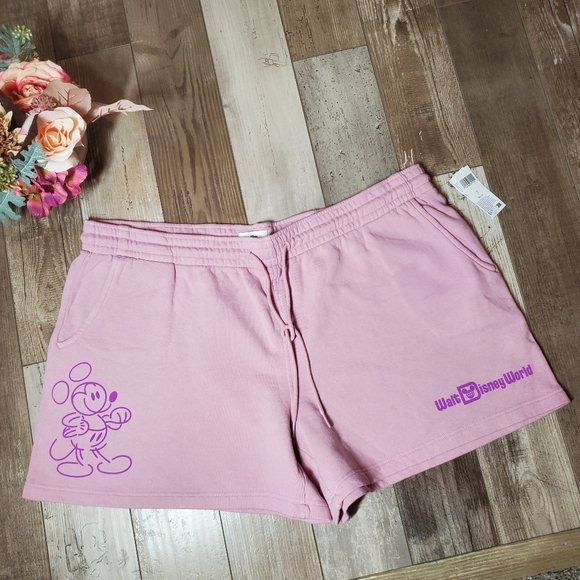 NWT Walt Disney World Mickey Mouse Sweat Shorts Plus Size 1X Purple - Picture 1 of 16